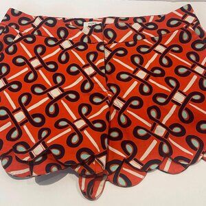 Ladies Crown & Ivy ~ Blue and Orange Retro Geometric Size 8 Scalloped/ pockets